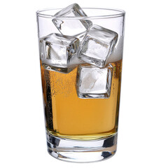 Poster - Refreshing drink with ice cubes in clear glass, perfect for hot days. Enjoy coolness and flavor of this beverage