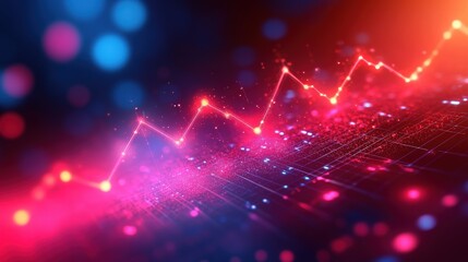 Fototapete - Abstract Digital Technology Background with Colorful Graph Lines