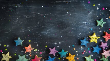 Poster - A chalkboard background with colorful stars scattered along the bottom.