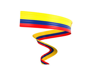 Wall Mural - 3d Flag Of Colombia 3d Shiny Waving Twisted Ribbon Flag 3d Illustration