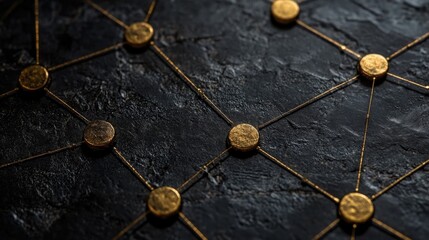 Poster - Metallic Network Design on Dark Textured Surface for Modern Art