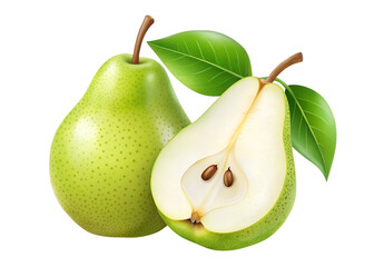 Wall Mural - pear and half isolated on transparent background png