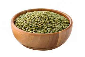 Wall Mural - green lentils in wooden bowl isolated on transparent background png