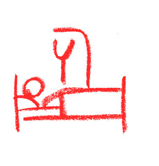 Wall Mural - patient in bed insurance related icon crayon chalk drawing vector