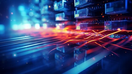 Wall Mural - electronic connection with data transfer, network and communication