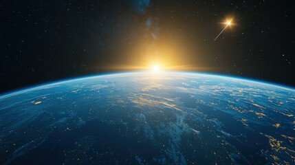 Wall Mural - A stunning view of earth from outer space showing continents and oceans in vibrant detail