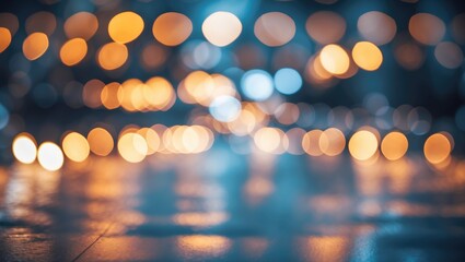 Aufkleber - Abstract blurred background with warm orange and cool blue bokeh lights reflecting on a smooth surface with Copy Space