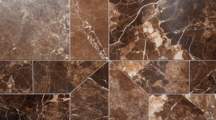 Poster - brown marble tile pattern with varying shades and textures for interior flooring or wall design. cop