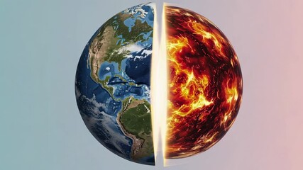 Poster - Barren ground gradually splitting apart, exposing glowing molten core and symbolizing devastating environmental degradation and impending global climate crisis