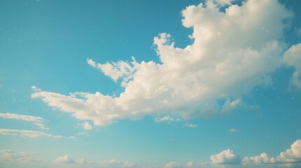 Poster - Blue sky with fluffy white clouds and bright daylight, natural background with ample copy space for text.