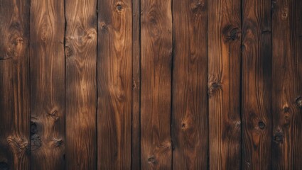 Poster - Brown wooden wall background with natural grain texture and knots ideal for design projects with ample copy space.