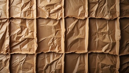 Poster - Crumpled brown paper texture background with visible creases and folds suitable for various design projects Copy Space