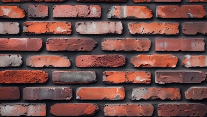 Poster - Red brick wall texture with varying shades of red and gray, rough surface, suitable as a background or design element, Copy Space