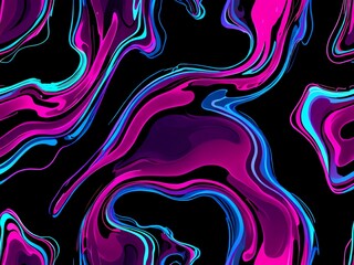 Wall Mural - Abstract Swirls: Neon Purple and Blue Liquid Art