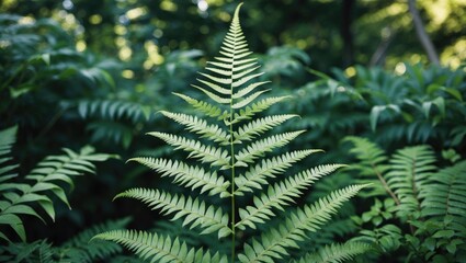 Aufkleber - green fern leaf in nature with blurred background and copy space for text