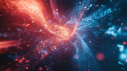 Poster - proton collisions generating subatomic particles in a collider