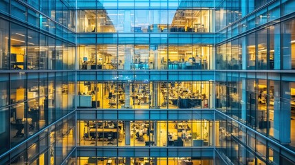 Poster - A high-tech office building with a glass exterior and modern interiors designed for maximum efficiency and creativity.