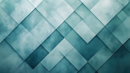 Poster - a layered diamond pattern with varying sizes and subtle gradient effects in soft blues and greens, o