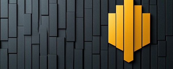 Poster - Abstract Geometric Design with Yellow Element on Dark Textured Background for Modern Aesthetic Themes