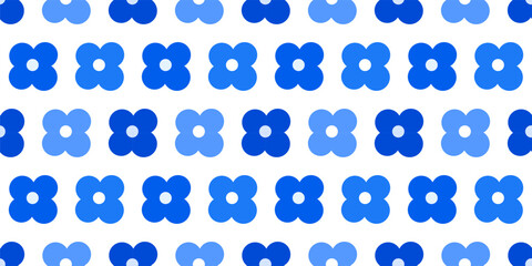 Canvas Print - blue flowers simple seamless pattern. flat design blue wallpaper. vector illustration.