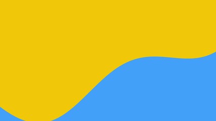  4k yellow sunny and light blue animated background. Fluid seamless looping simple animation. Organic childish shapes. Ukrainian Sweden Flag colors. Painting class. Kids fashion. Children style banner
