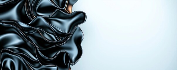 Poster - Abstract Black Fabric with Smooth Flowing Texture on Light Background for Artistic and Design Concepts
