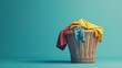 © Kristian - A vibrant laundry basket overflowing with colorful clothing, presenting a lively and inviting atmosphere perfect for showcasing laundry themes or home decor.