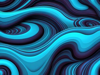 Sticker - Abstract Blue and Purple Swirling Waves: A Digital Art Masterpiece