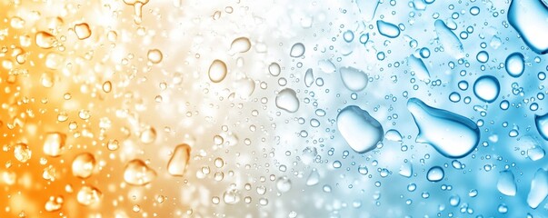 Aufkleber - Water Droplets on Glass Surface with Gradient Background in Bright Orange and Blue Tones for Abstract Designs