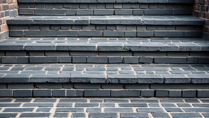 Poster - Gray brick staircase with uneven steps and textured surface for architectural detail and design Copy Space