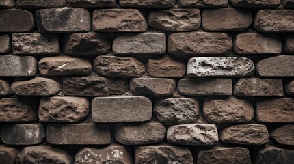 Aufkleber - Textured brown stone wall background with various sizes and shapes of stones arranged in a pattern ideal for use as a backdrop or texture design. Copy Space