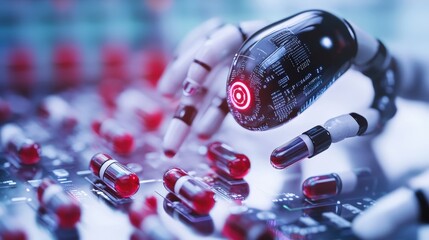 Poster - AI system assisting in drug discovery, analyzing vast datasets of chemical compounds and predicting the effectiveness of new potential treatments