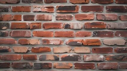 Poster - Textured brick wall with red and brown bricks arranged in a horizontal pattern suitable for backgrounds and textures Copy Space