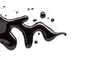 Poster - Liquid Black Paint Flowing on White Background Artistic Abstract Design for Creative Projects and Concepts