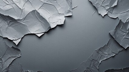 Poster - Textured crumpled paper on gray background with empty space for text or graphics