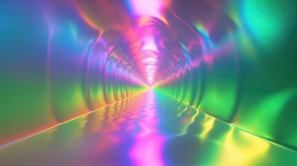 Fototapete - Abstract colorful tunnel with reflections and light effects, creating a vibrant and dynamic atmosphere, ideal for design projects with Copy Space.