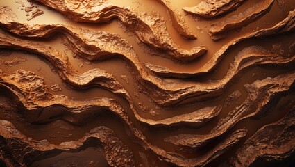 Leinwandbilder - Abstract textural background of layered brown and orange rock formations with wavy patterns suitable for various design projects Copy Space