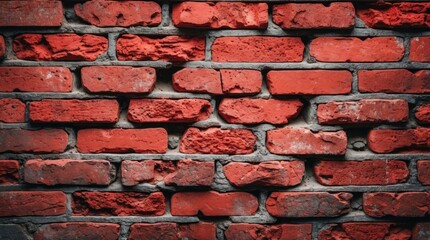 Aufkleber - Red brick wall texture background with rough surfaces and uneven spacing ideal for construction or interior design projects. Copy Space