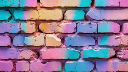Aufkleber - Colorful painted brick wall with texture and detail suitable for background use and design projects Copy Space