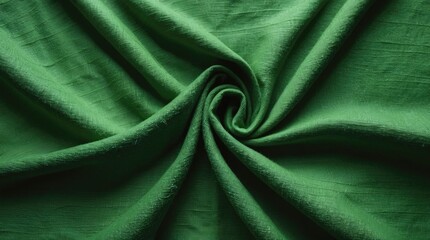 Poster - Green fabric texture with folds and swirls creating a dynamic pattern ideal for background use Copy Space
