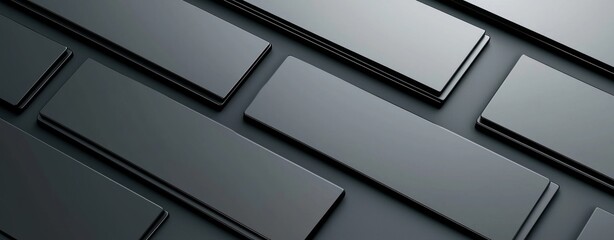 Aufkleber - Abstract Black Metallic Shapes on Dark Surface for Modern Creative Backgrounds and Designs