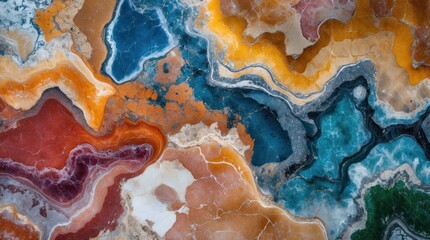 Fototapete - Colorful abstract mineral surface with natural patterns in stone, high detail texture background with copy space