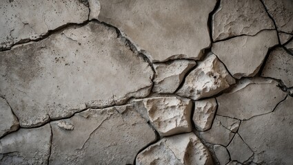 Poster - Cracked textured wall surface with irregular patterns and peeling paint suitable for background use or architectural design themes