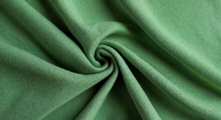 Poster - Green fabric texture with swirling pattern showing soft and smooth material suitable for various textile applications. Copy Space