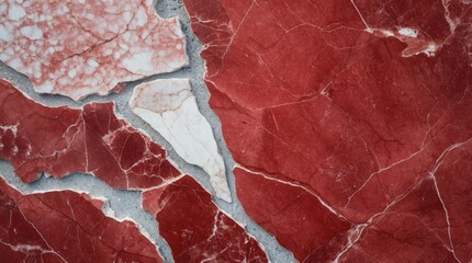 Poster - Red and white marble texture with natural stone patterns and lines suitable for background design and Copy Space availability
