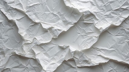 Poster - Crumpled white paper background texture with folds and creases suitable for design applications and print media Copy Space