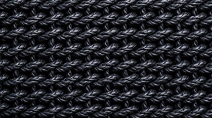 Close Up of Black Knitted Fabric Texture