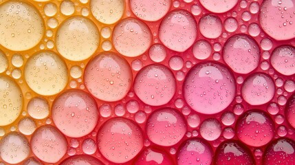 Aufkleber - Colorful Water Droplets on Surface in Bright Orange and Pink Gradient Background