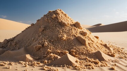 Poster - Sand dune composition with a large sand mound in a desert landscape under clear blue sky natural texture and lighting design Copy Space