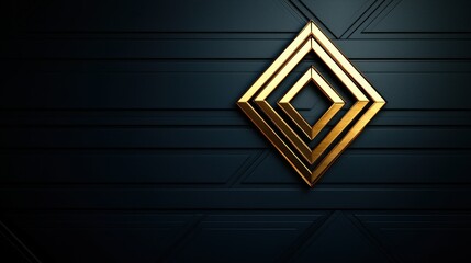Aufkleber - Elegant 3D Golden Geometric Shape on Dark Background with Modern Design Elements and Textured Surface